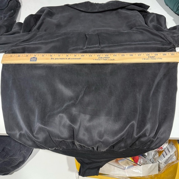 $428 Kiki de Montparnasse Chameuse Charcoal Silk Bodysuit Women's Size M – Wrap - Picture 9 of 10